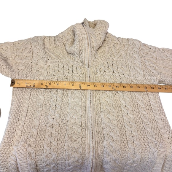 Aran Crafts Merino Wool Double Collar Full Zip Cardigan Sweater Women’s Medium - Picture 13 of 14